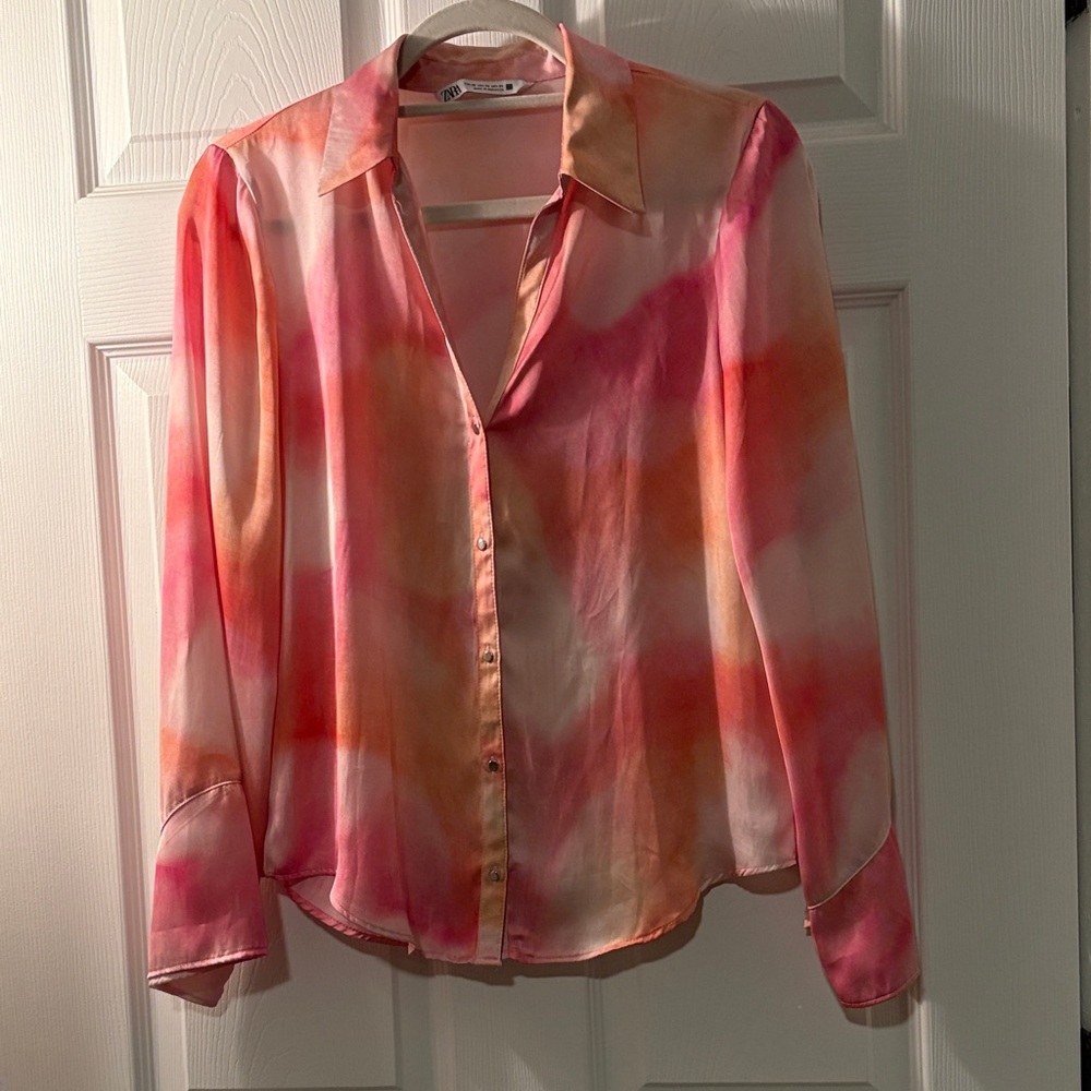Zara Vibrant Pink and Orange Blouse